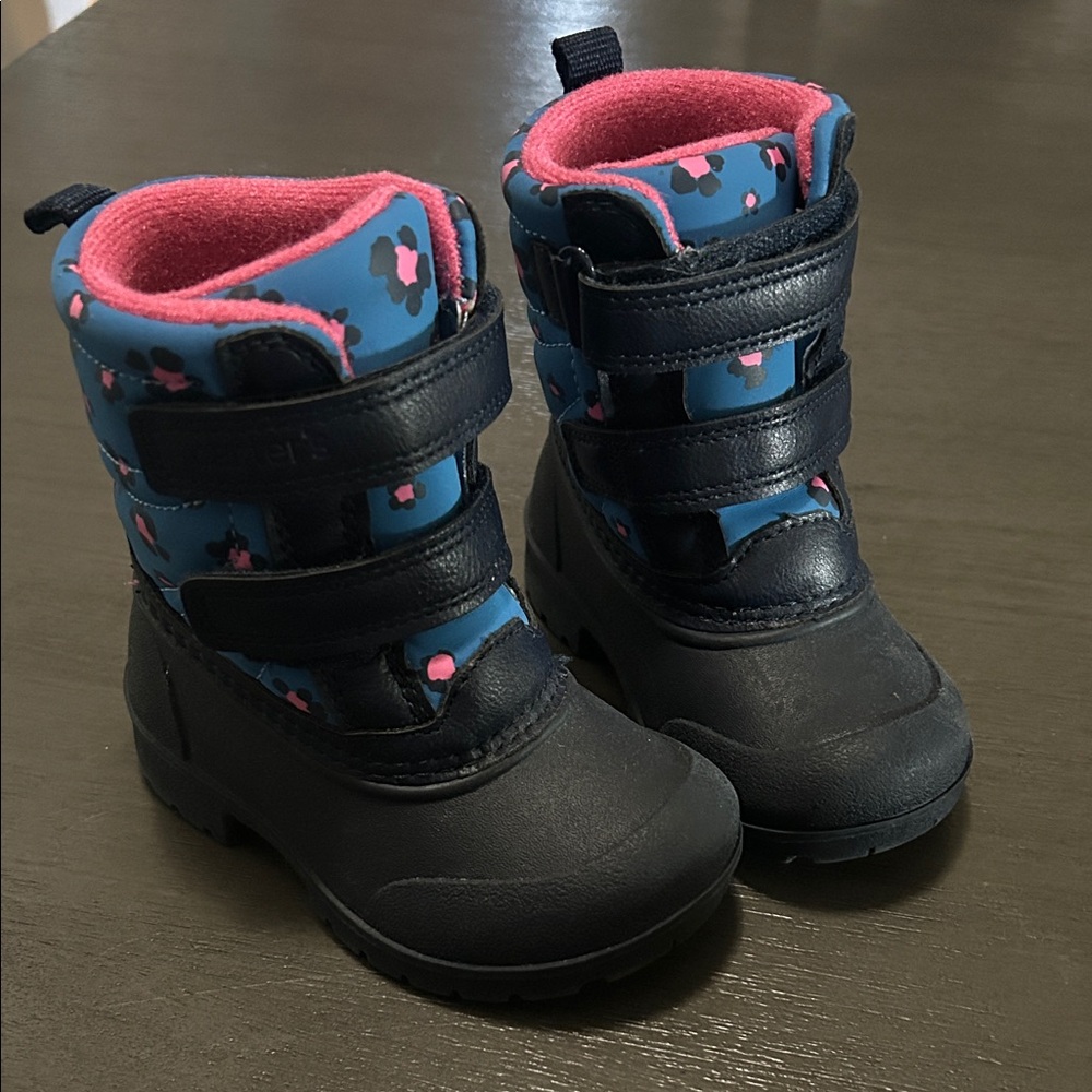 Toddler Navy and Pink Winter Boots